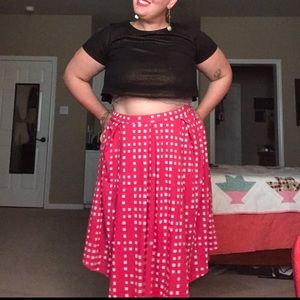 Red and white check lularoe Madison skirt